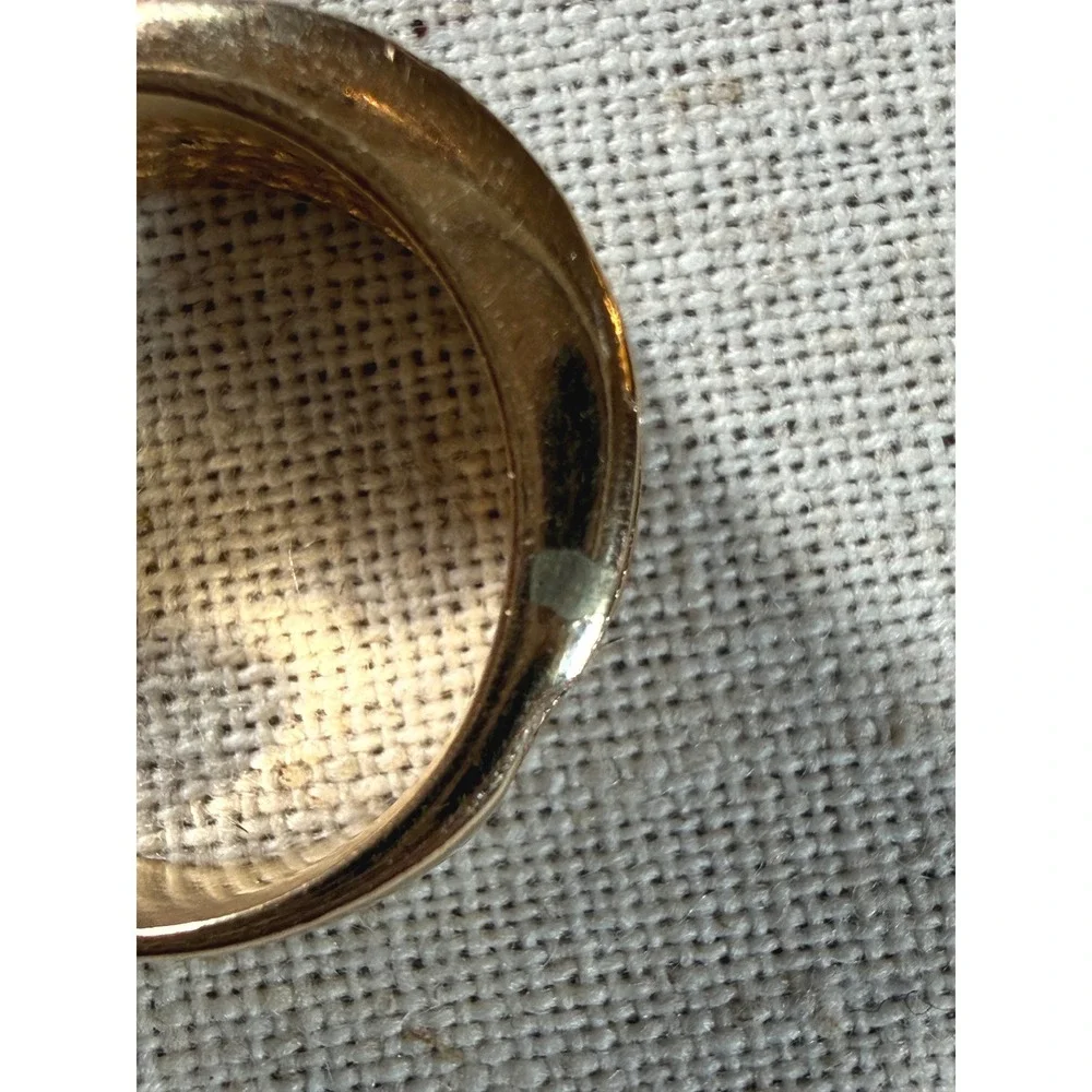 Vintage Brass Mothers Ring Family Birthstone‎ Rhinestone Starburst Textured Band